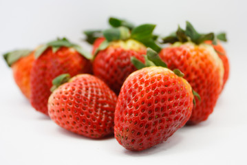 Strawberries on white background