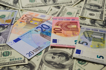 Fototapeta na wymiar Much money. Many banknotes. Dollar, euro