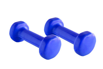 plastic coated dumbell isolated on white