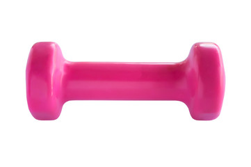 plastic coated dumbell isolated on white