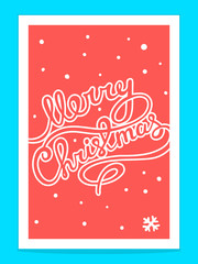 Vector illustration of christmas hand written text on blue backg
