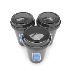 Three paper coffee cups