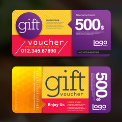 Gift voucher template with colorful pattern,Vector illustration