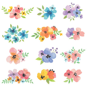 Vector illustration of watercolor flowers.