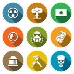 Atomic Energy of Japan Icons Set. Vector Illustration.