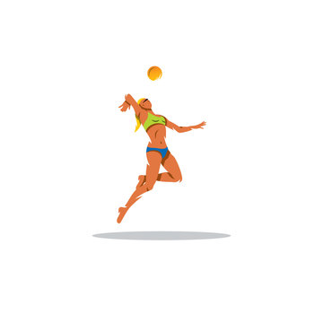 Beach volleyball player. Vector Illustration.
