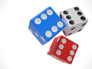 three dices on white