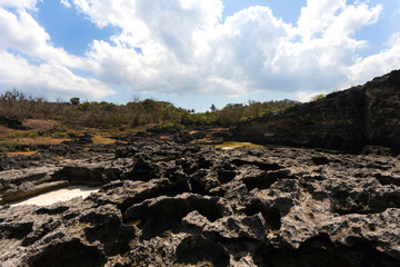 Fototapeta na wymiar rock formation coastline at Nusa Penida island