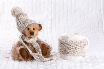 Teddy bear and a cup of hot chocolate