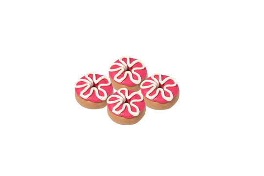 miniature donut model from japanese clay on white background