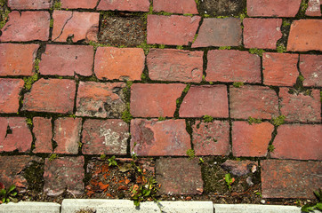 Old  red brick decorative pavement background