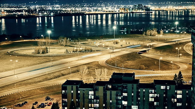 Motion-Photo (Cinemagraph) Timelapse of Night Traffic on a Highway Interchange
