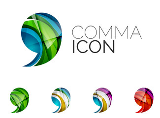 Set of abstract comma icon, business logotype concepts, clean modern geometric design
