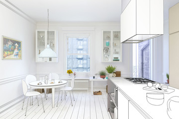 Fototapeta premium Renovierung einer Küche (Entwurf)