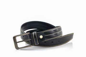 Black leather belt for men.