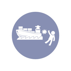 Fototapeta na wymiar Accident icon Symbol Sign Pictogram, Insurance safety concept pictogram in vector, people crashed by ship or boat