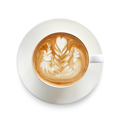 Top view latte art coffee