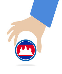 ASEAN Economic Community, AEC in businessman hand with Cambodia, for design present in vector on white background