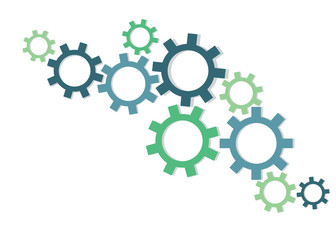 Abstract conceptual image of business gears cogwheel connection teamwork creative template with space as background