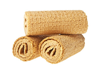 Wafer rolls on a white background