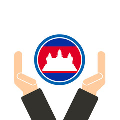 ASEAN Economic Community, AEC in businessman hand with Cambodia, for design present in vector on white background