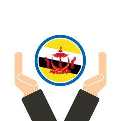 ASEAN Economic Community, AEC in businessman hand with Brunei, for design present in vector on white background