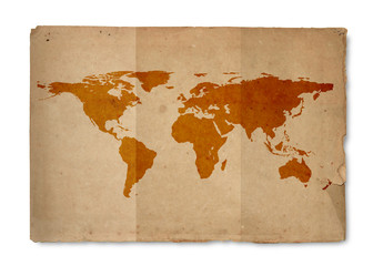 World map with vintage paper texture
