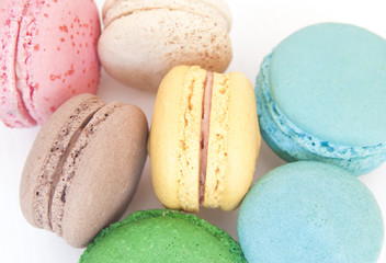 Colorful macaron on white background