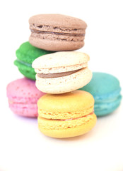 Colorful macaron on white background