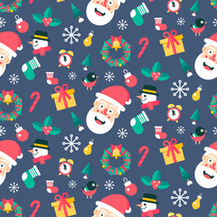 Fototapeta premium Merry christmas and happy new year winter seamless pattern.