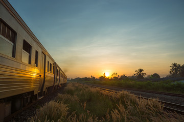 Train Running over Rural Railway