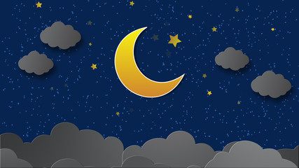 moon and clouds on night scene