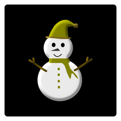 Snowman isolated on black illustration