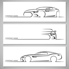 Modern sports car silhouettes. Vector background