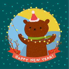 Cute bear. Greeting card 