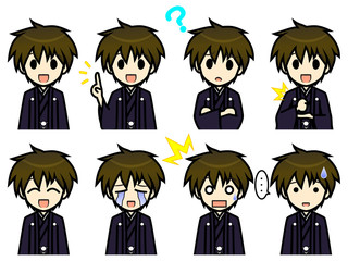 シンプルキャラクター　会話・表情イラスト集　和服A　男性 その1