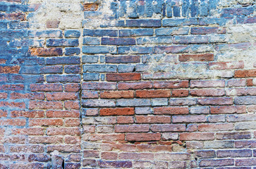 Rustic red and lue brick wall