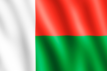 Flag of Madagascar waving in the wind