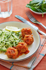 meatballs with cucumber salad
