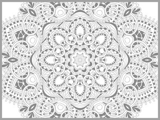 unique coloring book page for adults - flower paisley design