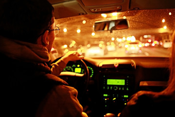 driver in the car at night