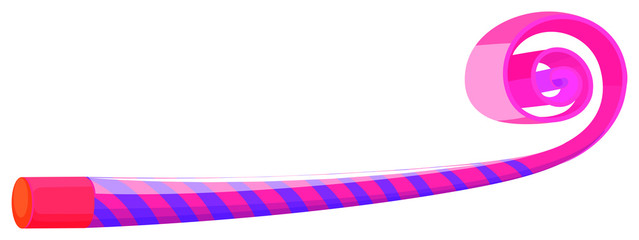 Party horn in blue and pink striped
