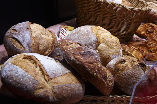 Close-up of various breads