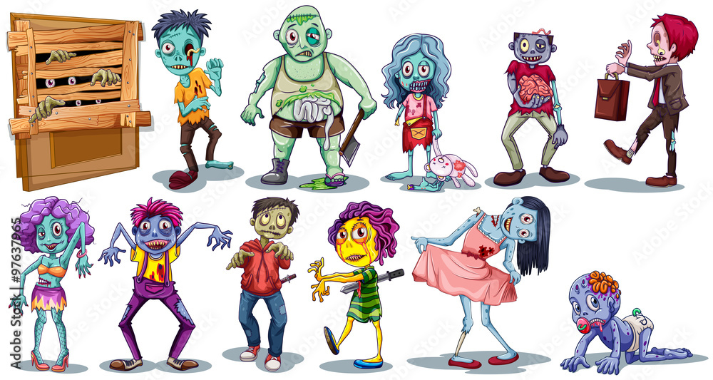 Canvas Prints Different character of zombies