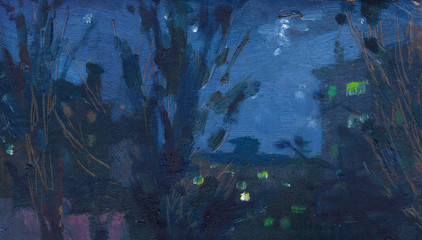 Oil painting landscape night