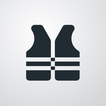 Icono plano chaleco salvavidas sobre fondo degradado