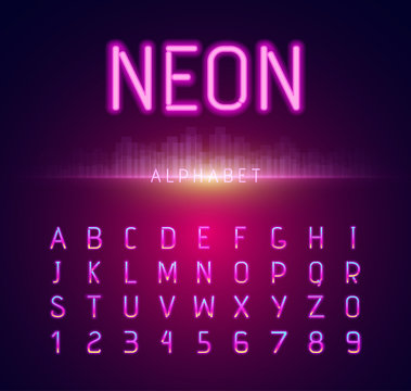 Neon Alphabet Font Style Flat Design