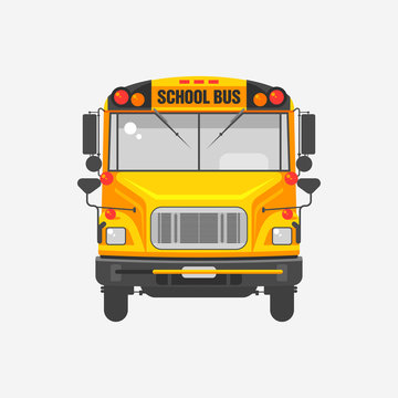Flat icon yellow school bus 