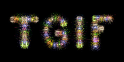 TGIF text word colorful fireworks