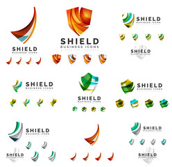 Set of company logotype branding designs, shield protection concept icons